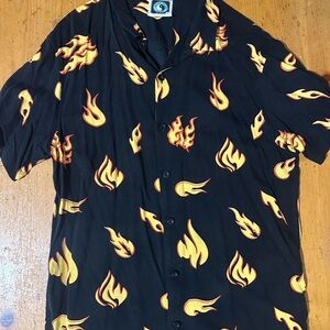 Flame Pattern Black Shirt